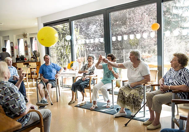 Stock image: a group exercise session in a bright room